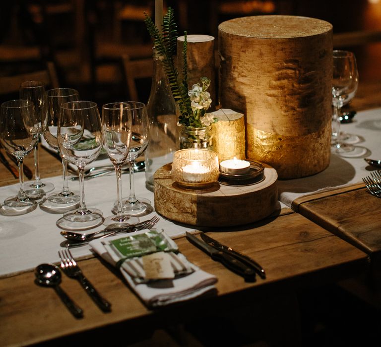 Tree Stumps & Candle Light Table Centrepieces