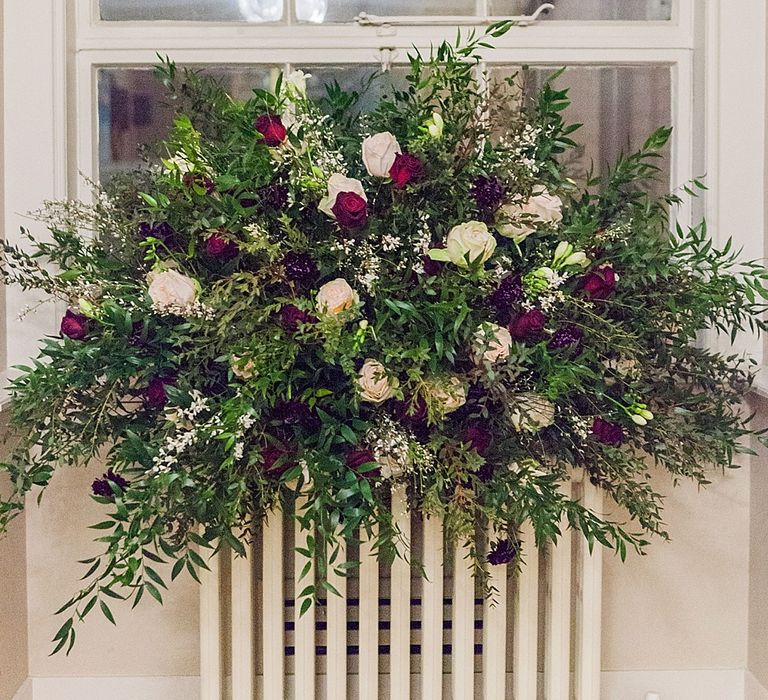 Floral Installation On Fireplace