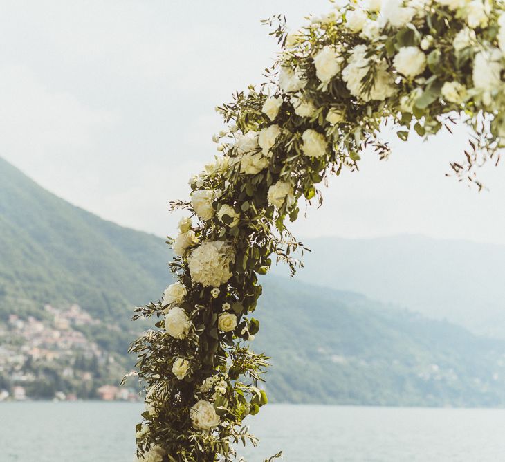 White & Green Floral Arch | Outdoor Destination Wedding at Villa Regina Teodolinda, Lake Como, Italy | Matt Penberthy Photography