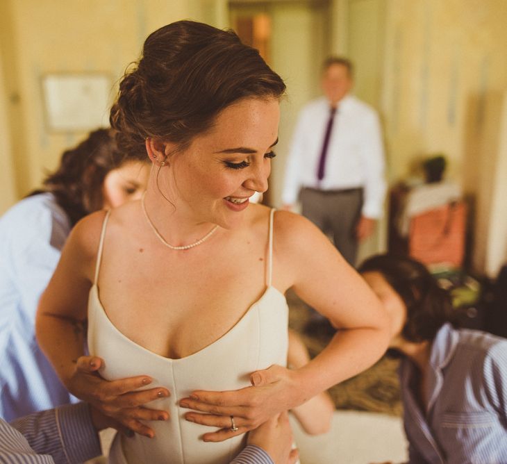 Getting Ready | Bride in Karen Willis Holmes Gown | Outdoor Destination Wedding at Villa Regina Teodolinda, Lake Como, Italy | Matt Penberthy Photography