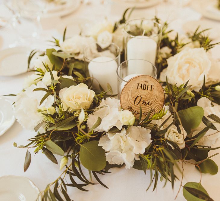 White & Green Floral Centrepiece | Outdoor Destination Wedding at Villa Regina Teodolinda, Lake Como, Italy | Matt Penberthy Photography