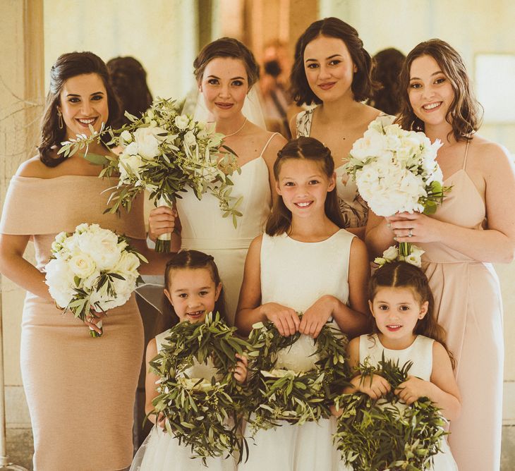 Bridal Party | Bridesmaids in Different Blush Dresses | Flower Girls in Monsoon | Bride in Karen Willis Holmes Gown | Outdoor Destination Wedding at Villa Regina Teodolinda, Lake Como, Italy | Matt Penberthy Photography