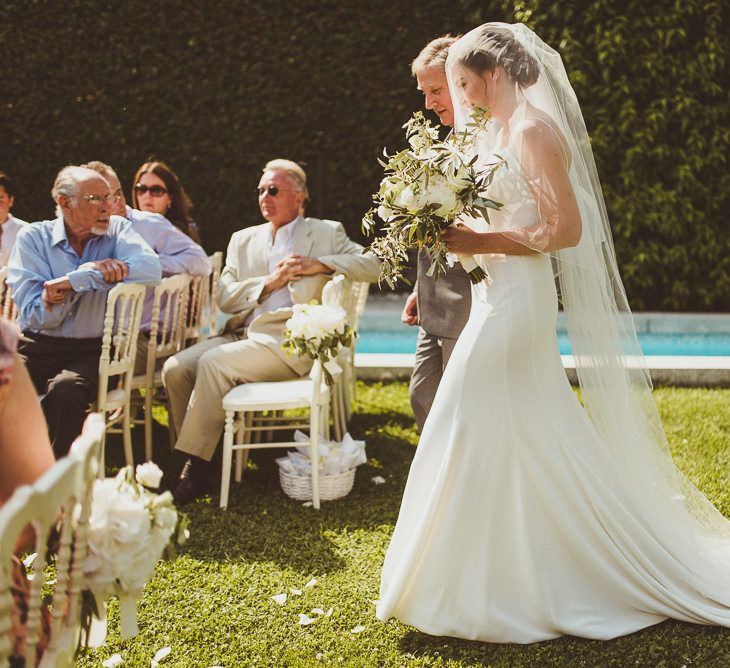 Bridal Entrance in Karen Willis Holmes Gown | Outdoor Destination Wedding at Villa Regina Teodolinda, Lake Como, Italy | Matt Penberthy Photography