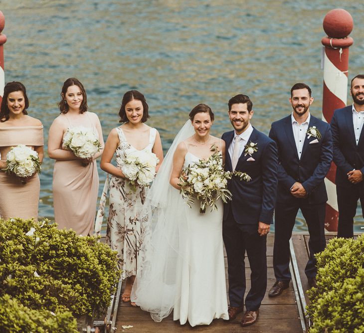 Wedding Party | Bride in Karen Willis Holmes Gown | Groom in Navy Peter Jackson Suit | Outdoor Destination Wedding at Villa Regina Teodolinda, Lake Como, Italy | Matt Penberthy Photography