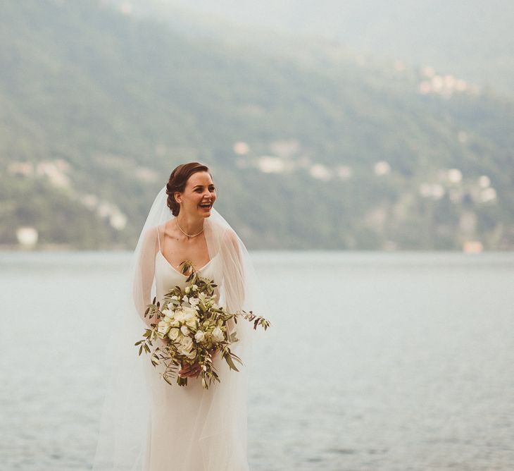 Bride in Karen Willis Holmes Gown | Outdoor Destination Wedding at Villa Regina Teodolinda, Lake Como, Italy | Matt Penberthy Photography