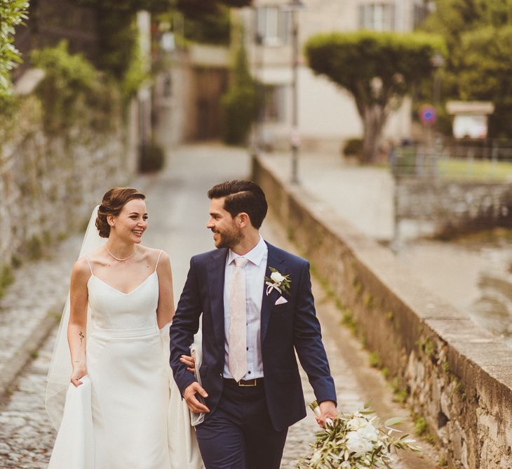 Bride in Karen Willis Holmes Gown | Groom in Navy Peter Jackson Suit | Outdoor Destination Wedding at Villa Regina Teodolinda, Lake Como, Italy | Matt Penberthy Photography