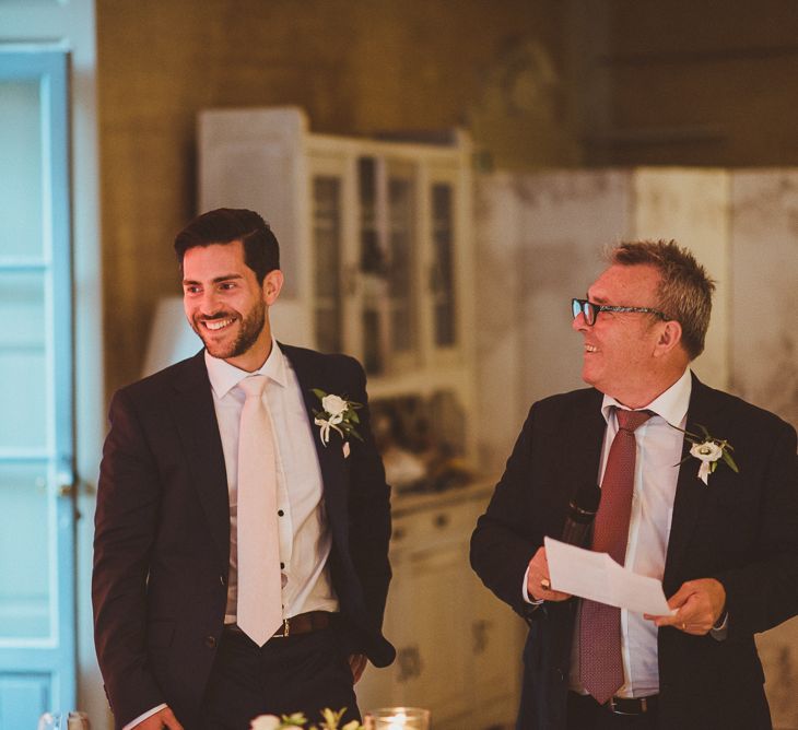 Speeches | Groom in Navy Peter Jackson Suit | Outdoor Destination Wedding at Villa Regina Teodolinda, Lake Como, Italy | Matt Penberthy Photography