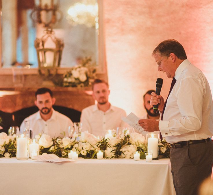 Speeches | Groom in Navy Peter Jackson Suit | Outdoor Destination Wedding at Villa Regina Teodolinda, Lake Como, Italy | Matt Penberthy Photography