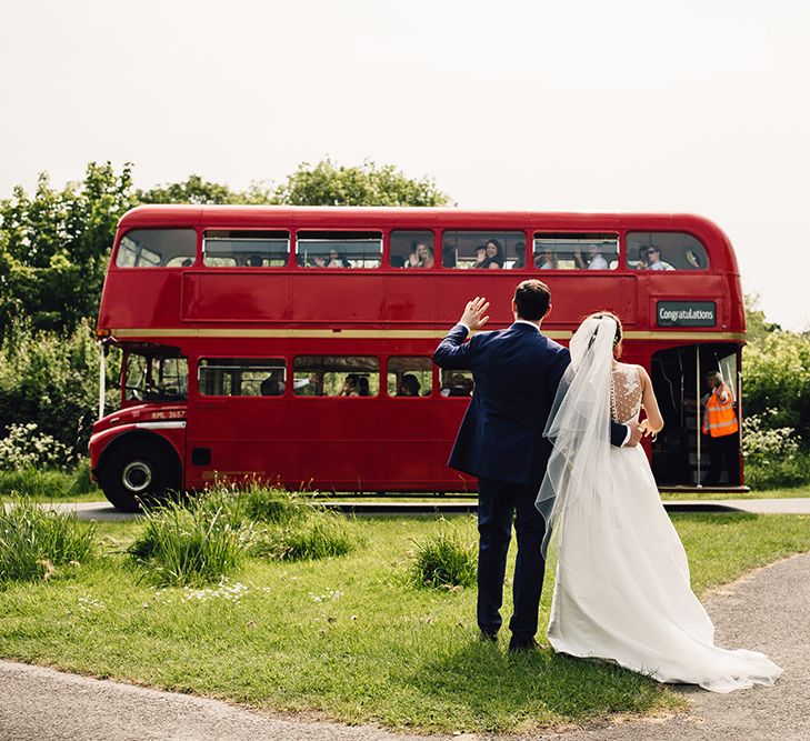 Bride & Groom London Bus Wedding Transport