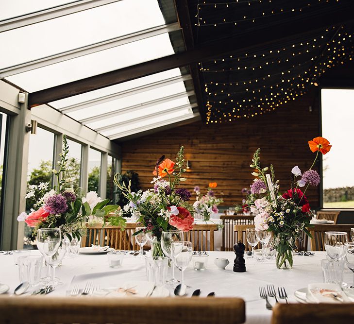 Cripps Stone Barn Wedding Reception Table Decor