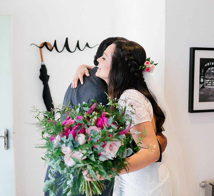 Lillibrooke Manor Wedding With Bright Pink Colour Scheme & Bride In Wtoo by Watters With Bridesmaids In Forest Green Images By Ilaria Petrucci Photography