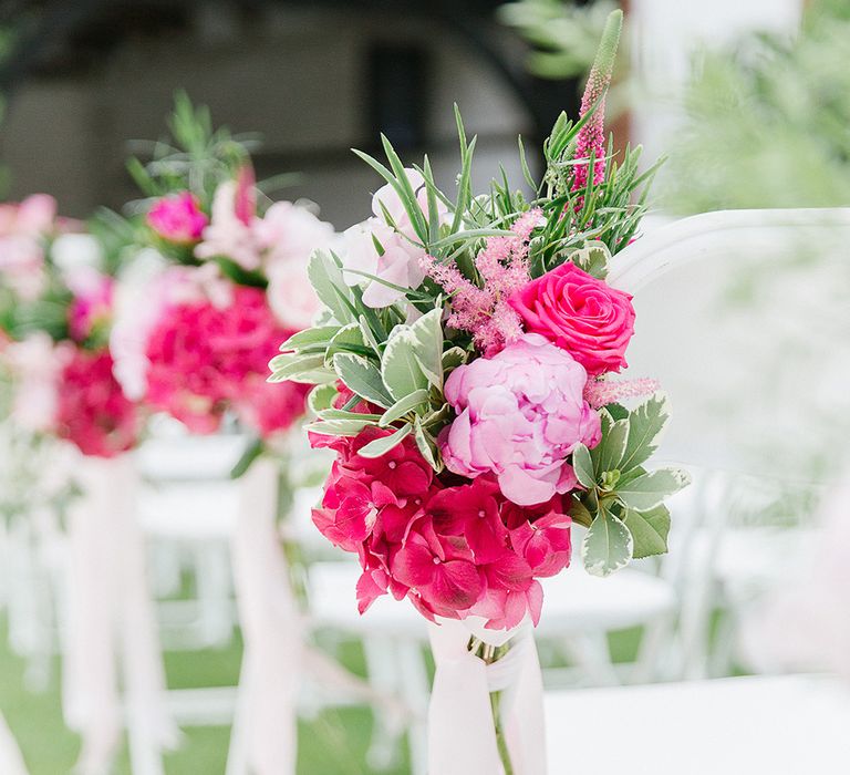 Pink Floral Chair Backs For Wedding