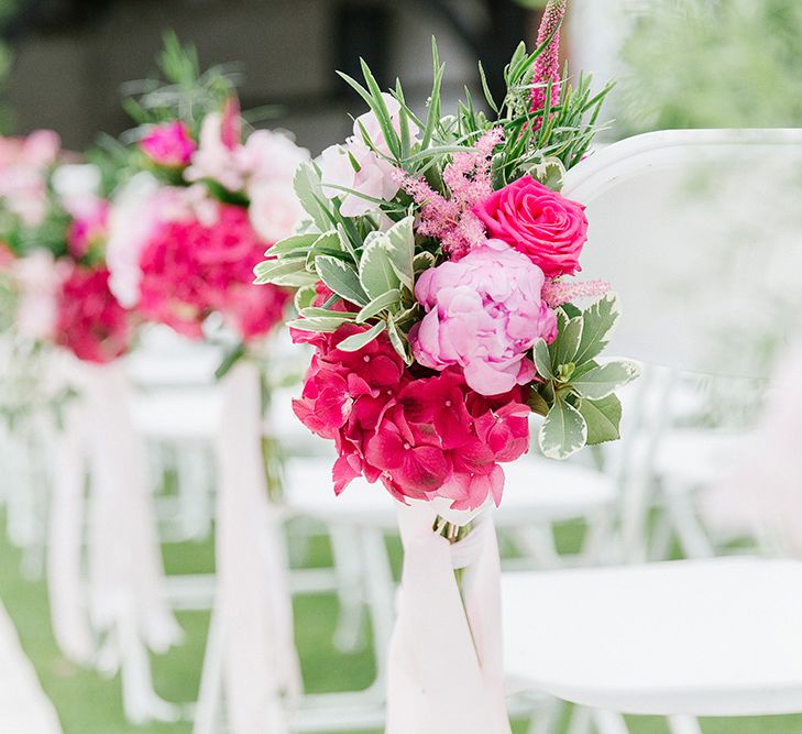 Pink Floral Chair Backs For Wedding