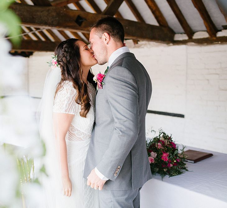 Lillibrooke Manor Wedding With Bright Pink Colour Scheme & Bride In Wtoo by Watters With Bridesmaids In Forest Green Images By Ilaria Petrucci Photography