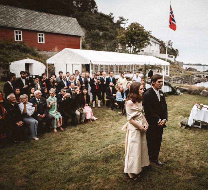 Outdoor Coastal Wedding at Stolmen, Norway | Bride in The Row Dress (SS15) from The Outnet | Benjamin Wheeler Photography