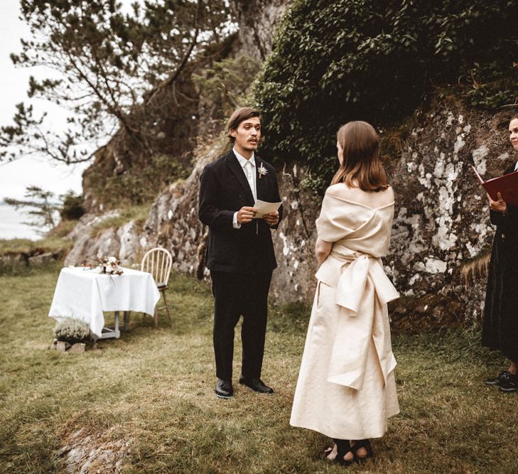 Outdoor Coastal Wedding at Stolmen, Norway | Bride in The Row Dress (SS15) from The Outnet | Benjamin Wheeler Photography