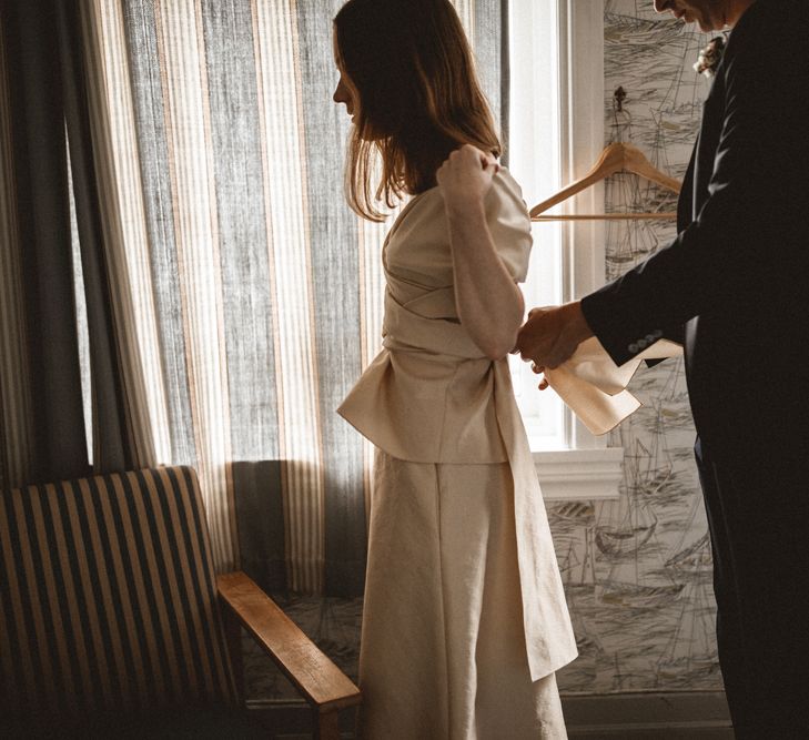 Outdoor Coastal Wedding at Stolmen, Norway | Bride in The Row Dress (SS15) from The Outnet | Benjamin Wheeler Photography