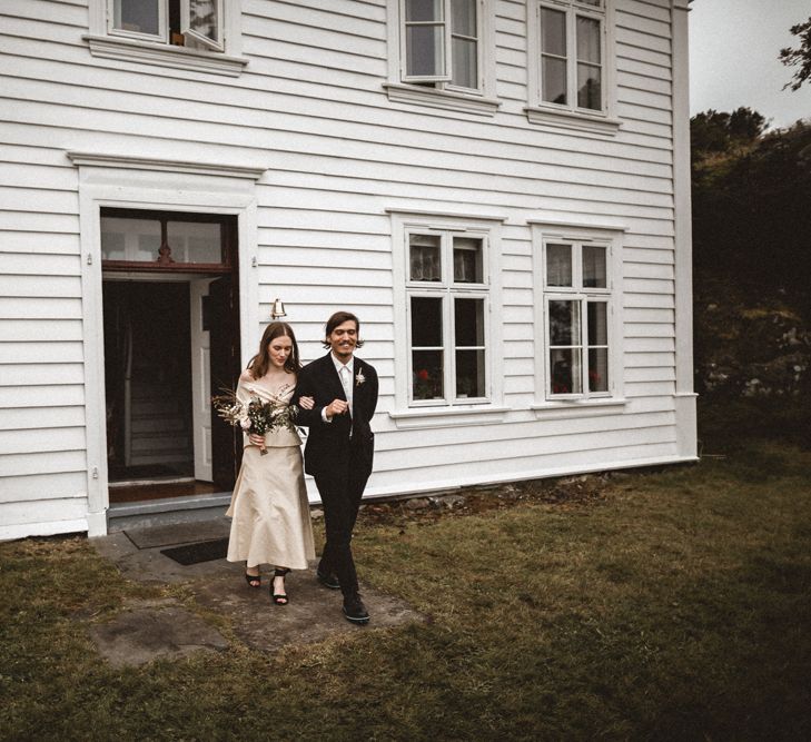 Outdoor Coastal Wedding at Stolmen, Norway | Bride in The Row Dress (SS15) from The Outnet | Benjamin Wheeler Photography