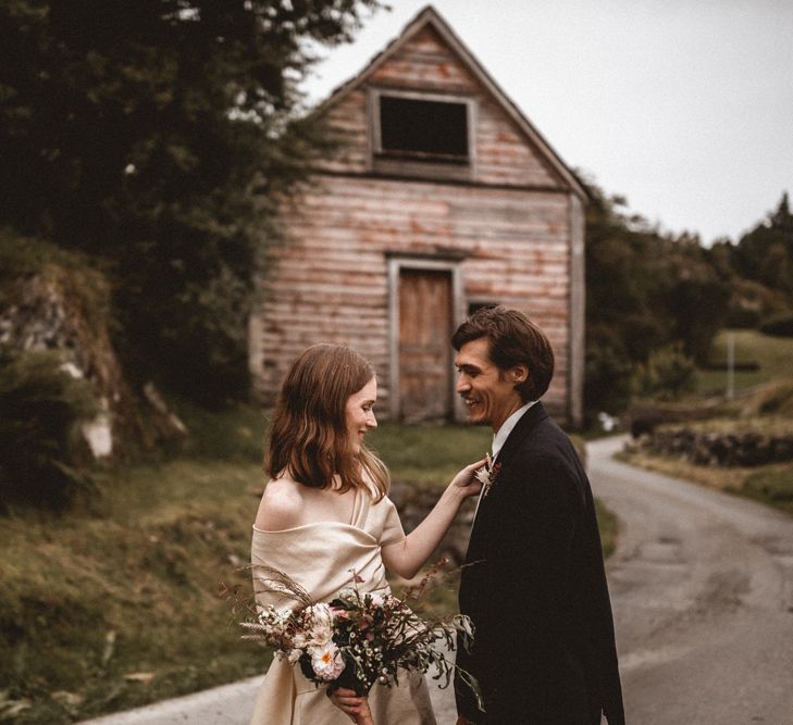 Outdoor Coastal Wedding at Stolmen, Norway | Bride in The Row Dress (SS15) from The Outnet | Benjamin Wheeler Photography