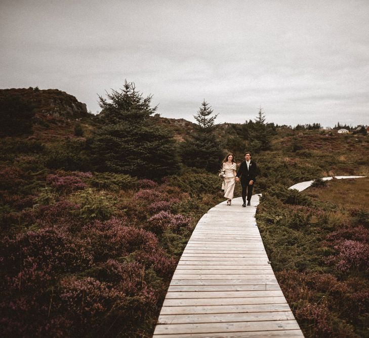 Outdoor Coastal Wedding at Stolmen, Norway | Bride in The Row Dress (SS15) from The Outnet | Benjamin Wheeler Photography