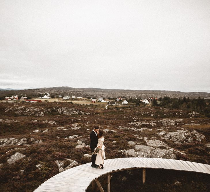 Outdoor Coastal Wedding at Stolmen, Norway | Bride in The Row Dress (SS15) from The Outnet | Benjamin Wheeler Photography