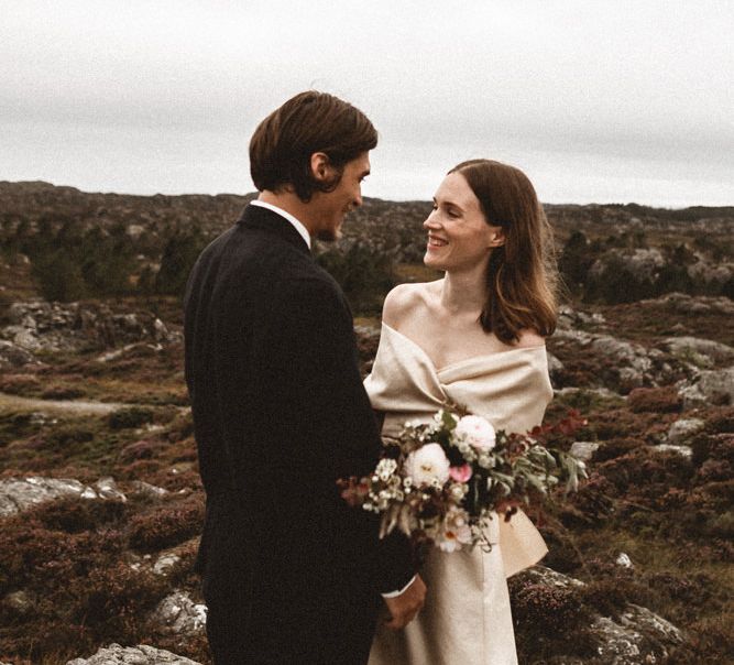 Outdoor Coastal Wedding at Stolmen, Norway | Bride in The Row Dress (SS15) from The Outnet | Benjamin Wheeler Photography