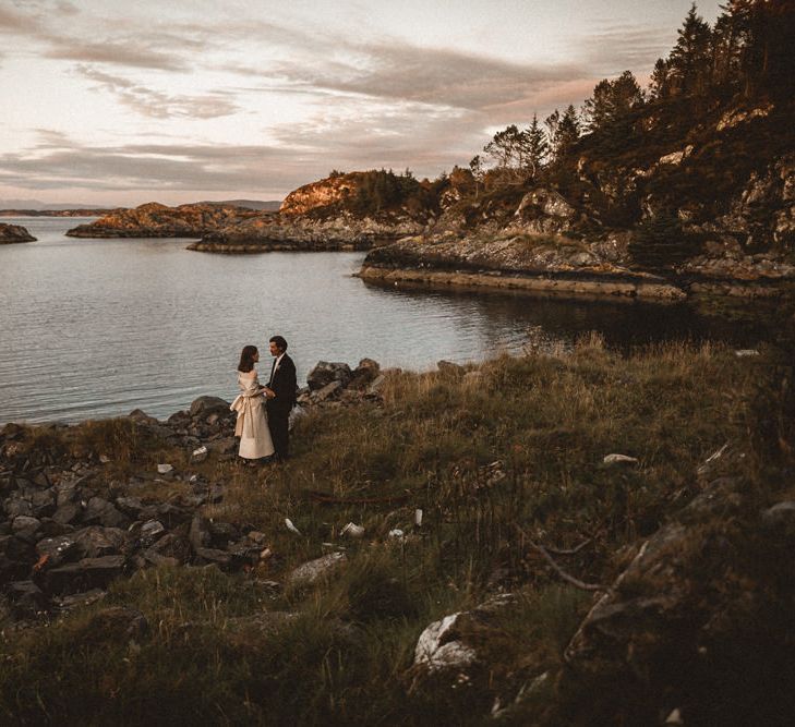 Outdoor Coastal Wedding at Stolmen, Norway | Bride in The Row Dress (SS15) from The Outnet | Benjamin Wheeler Photography