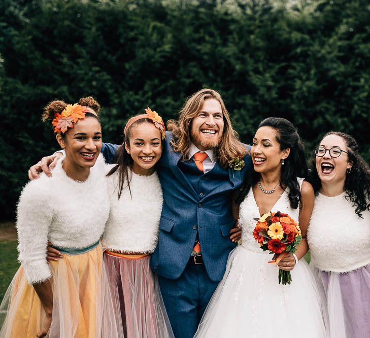 Autumnal Village Hall Budget Wedding With Bridesmaids In Tulle Skirts And Images By Beatrici Photography