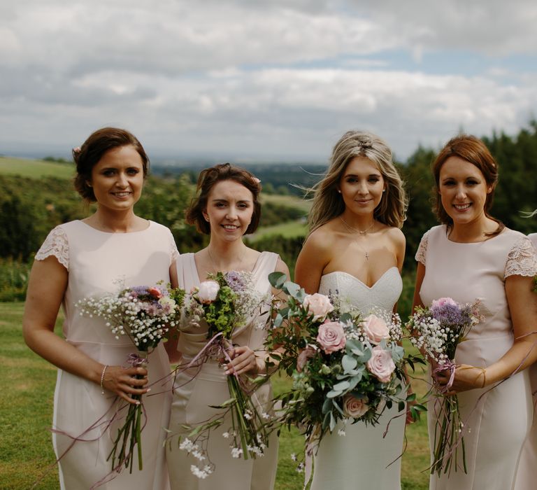 Stunning Ava Rose Hamilton Bride With Bridesmaids In Pink Coast Dresses