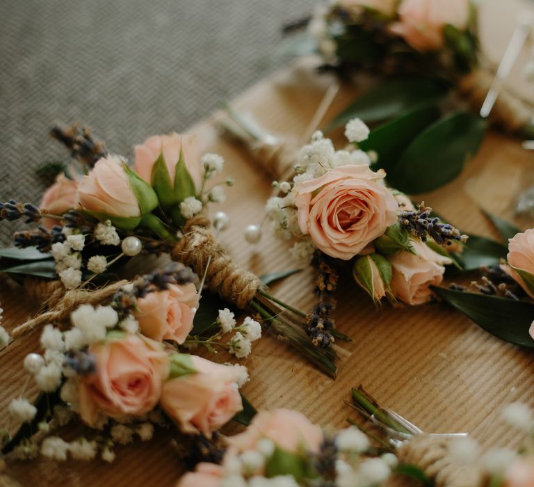 Rose Buttonholes For The Groom & Groomsmen