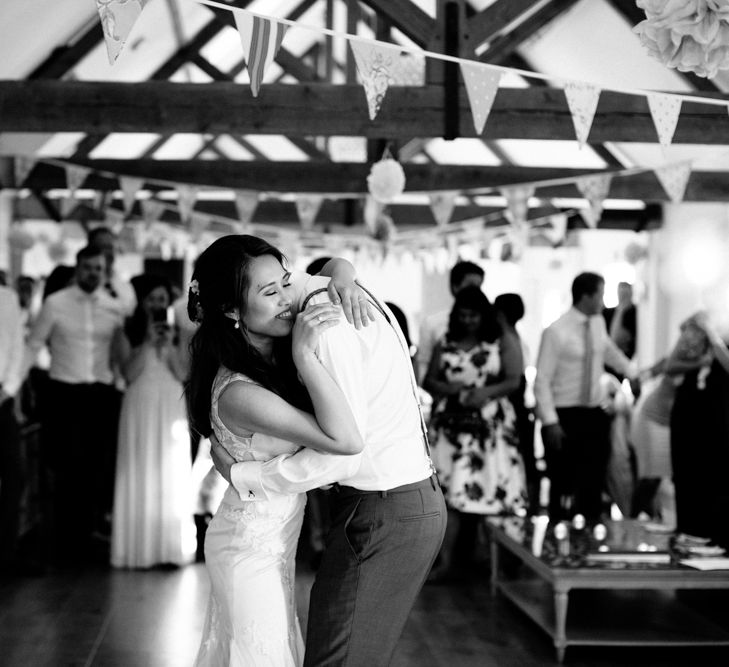 Bride in Pronovias Gown & Groom Navy in Kin by John Lewis Suit First Dance