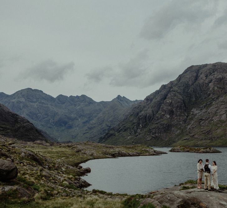 Wedding Ceremony | Bride in Sarah Seven Lace Wedding Dress | Groom in Walker Slater | Isle of Sky Elopement Wedding | Wonderful & Strange Photography