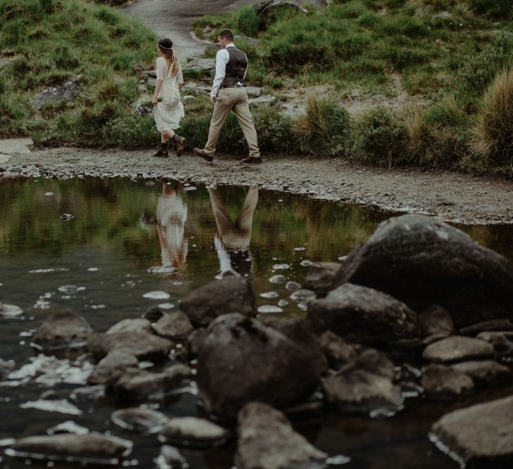 Bride in Sarah Seven Lace Wedding Dress | Groom in Walker Slater | Isle of Sky Elopement Wedding | Wonderful & Strange Photography