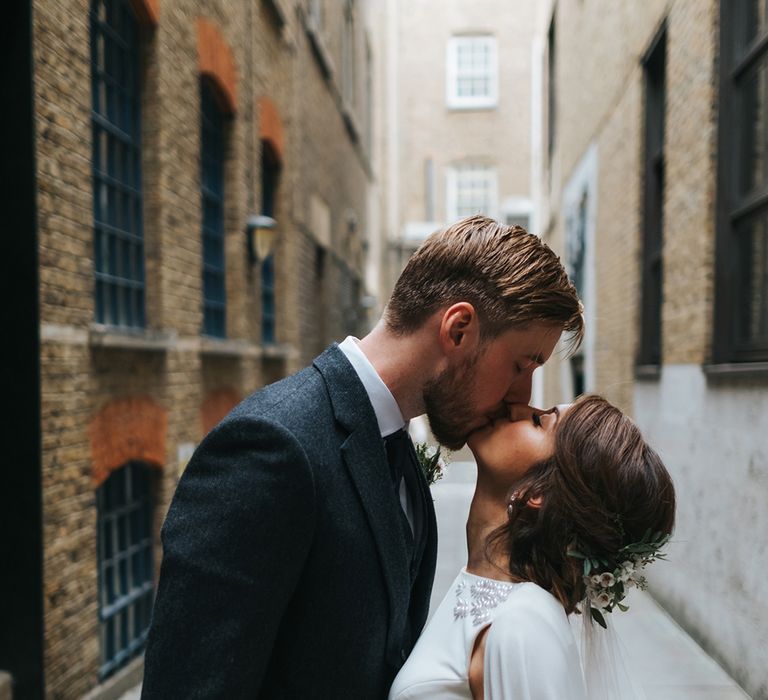 Devonshire Terrace For A Stylish Green &amp; White Wedding With Lots Of Foliage And Elegant Signage With Bride In Bespoke Pronovias And Images From Miss Gen