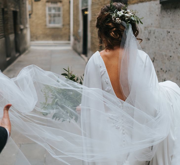 Devonshire Terrace For A Stylish Green &amp; White Wedding With Lots Of Foliage And Elegant Signage With Bride In Bespoke Pronovias And Images From Miss Gen