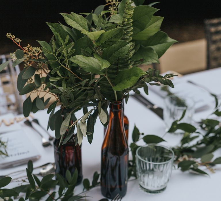 Devonshire Terrace For A Stylish Green &amp; White Wedding With Lots Of Foliage And Elegant Signage With Bride In Bespoke Pronovias And Images From Miss Gen