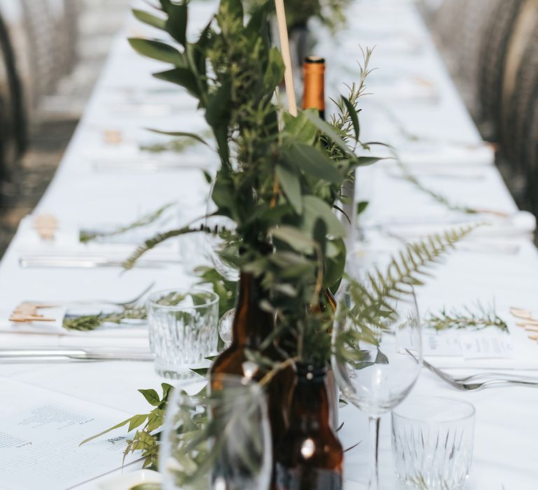 Devonshire Terrace For A Stylish Green &amp; White Wedding With Lots Of Foliage And Elegant Signage With Bride In Bespoke Pronovias And Images From Miss Gen