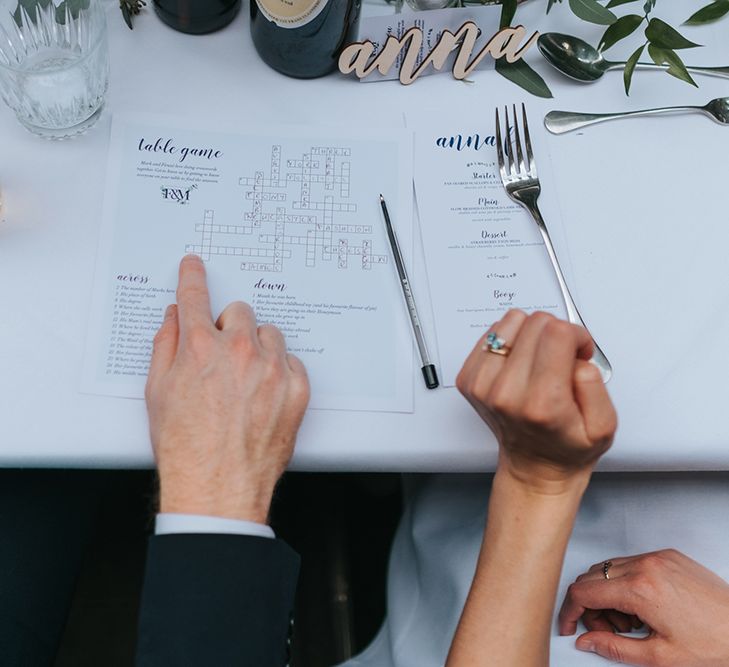 Devonshire Terrace For A Stylish Green &amp; White Wedding With Lots Of Foliage And Elegant Signage With Bride In Bespoke Pronovias And Images From Miss Gen