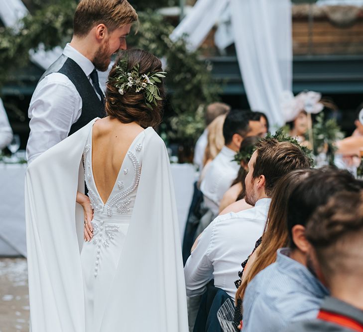 Devonshire Terrace For A Stylish Green &amp; White Wedding With Lots Of Foliage And Elegant Signage With Bride In Bespoke Pronovias And Images From Miss Gen