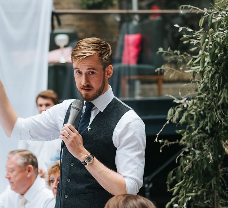 Devonshire Terrace For A Stylish Green &amp; White Wedding With Lots Of Foliage And Elegant Signage With Bride In Bespoke Pronovias And Images From Miss Gen