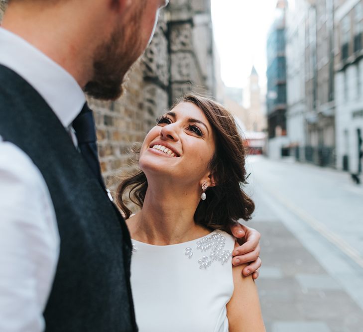 Devonshire Terrace For A Stylish Green &amp; White Wedding With Lots Of Foliage And Elegant Signage With Bride In Bespoke Pronovias And Images From Miss Gen