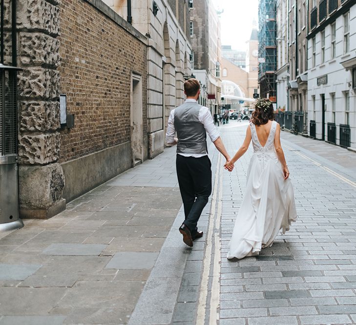 Devonshire Terrace For A Stylish Green &amp; White Wedding With Lots Of Foliage And Elegant Signage With Bride In Bespoke Pronovias And Images From Miss Gen