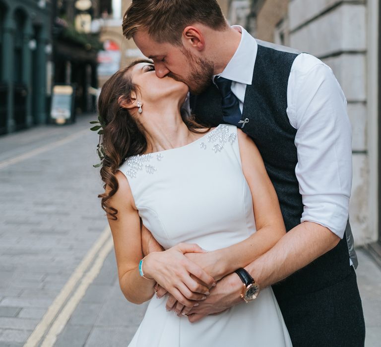 Devonshire Terrace For A Stylish Green &amp; White Wedding With Lots Of Foliage And Elegant Signage With Bride In Bespoke Pronovias And Images From Miss Gen