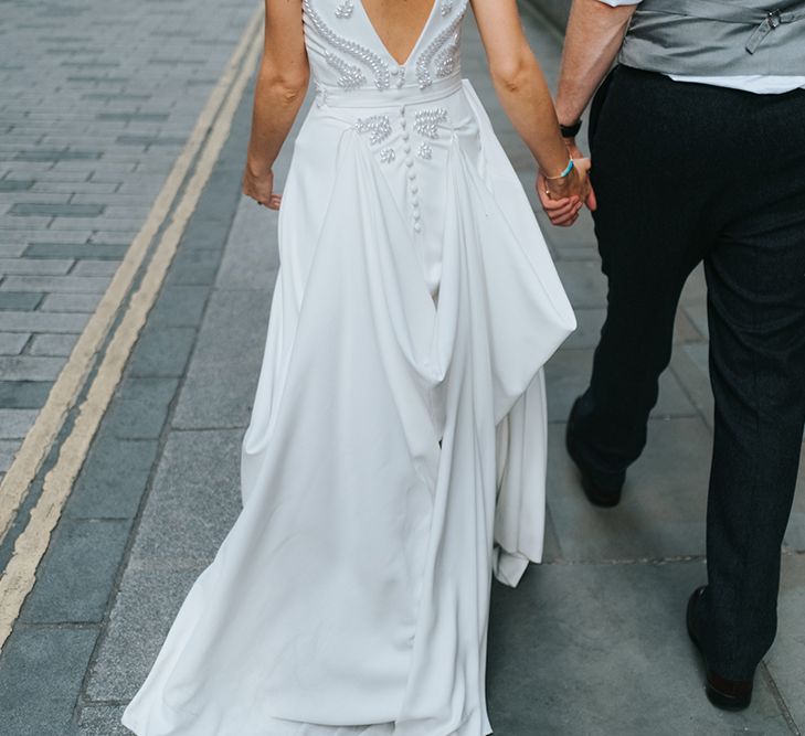 Devonshire Terrace For A Stylish Green &amp; White Wedding With Lots Of Foliage And Elegant Signage With Bride In Bespoke Pronovias And Images From Miss Gen