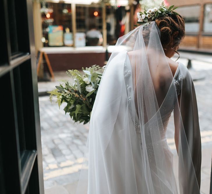 Devonshire Terrace For A Stylish Green &amp; White Wedding With Lots Of Foliage And Elegant Signage With Bride In Bespoke Pronovias And Images From Miss Gen