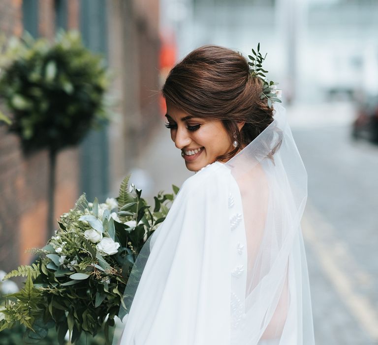 Devonshire Terrace For A Stylish Green &amp; White Wedding With Lots Of Foliage And Elegant Signage With Bride In Bespoke Pronovias And Images From Miss Gen