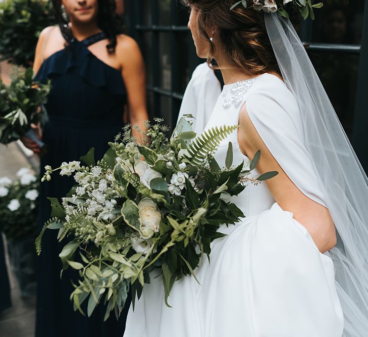 Devonshire Terrace For A Stylish Green &amp; White Wedding With Lots Of Foliage And Elegant Signage With Bride In Bespoke Pronovias And Images From Miss Gen