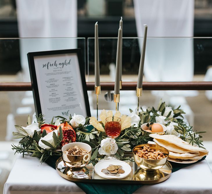 Devonshire Terrace For A Stylish Green &amp; White Wedding With Lots Of Foliage And Elegant Signage With Bride In Bespoke Pronovias And Images From Miss Gen