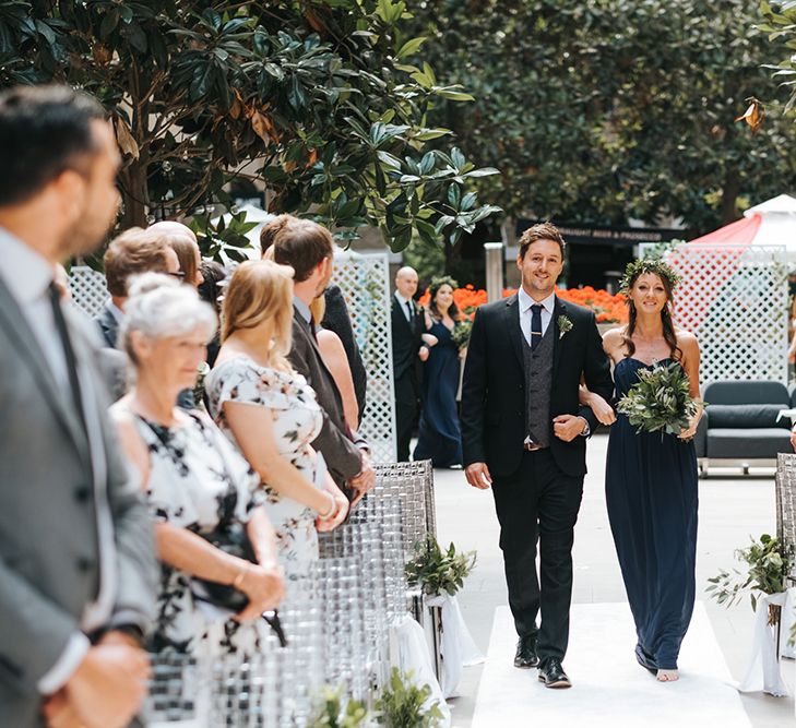 Devonshire Terrace For A Stylish Green &amp; White Wedding With Lots Of Foliage And Elegant Signage With Bride In Bespoke Pronovias And Images From Miss Gen