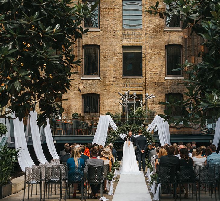 Devonshire Terrace For A Stylish Green &amp; White Wedding With Lots Of Foliage And Elegant Signage With Bride In Bespoke Pronovias And Images From Miss Gen